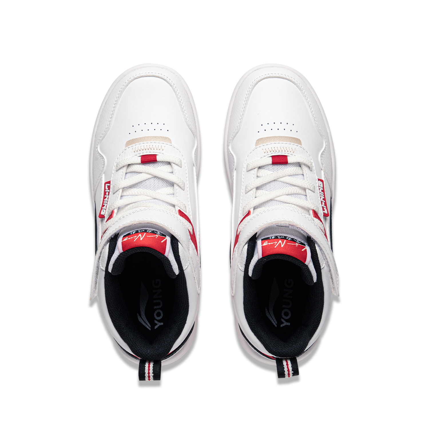 LINING YOUNG Износостойкие детские кроссовки для скейтбординга Sports Life Collection, белые, красные, средней высоты — фото 4