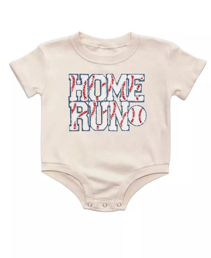 

Детский боди с коротким рукавом и нашивкой Home Run для мальчиков Sweet Wink, коричневый/бежевый