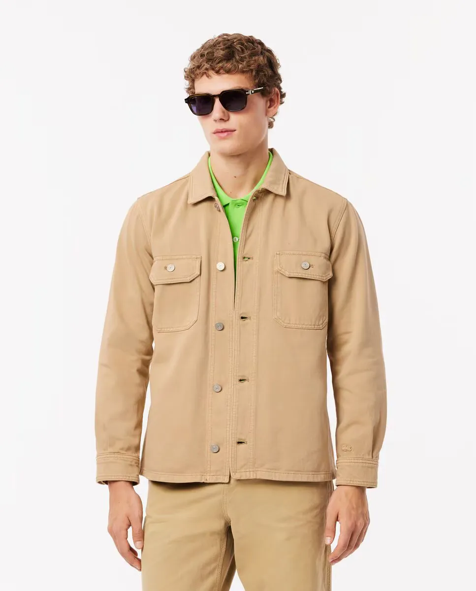 

Мужская джинсовая рубашка свободного кроя коричневого цвета Lacoste, бежевый