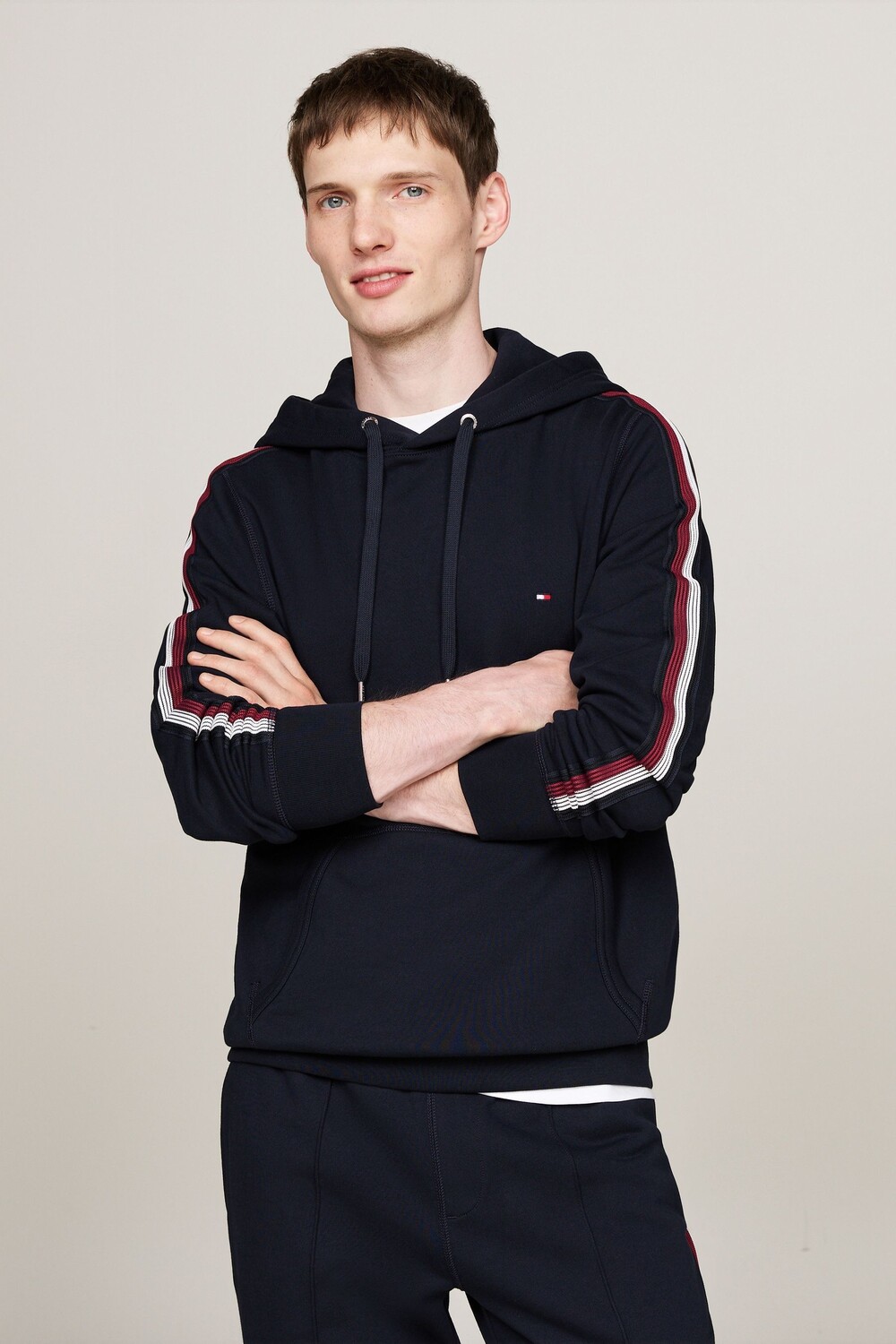 

Толстовка с капюшоном и полосками по всему миру Tommy Hilfiger, синий