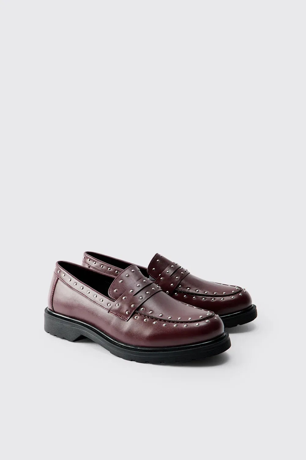 Chunky Loafer с шипами Boohooman, бордовый