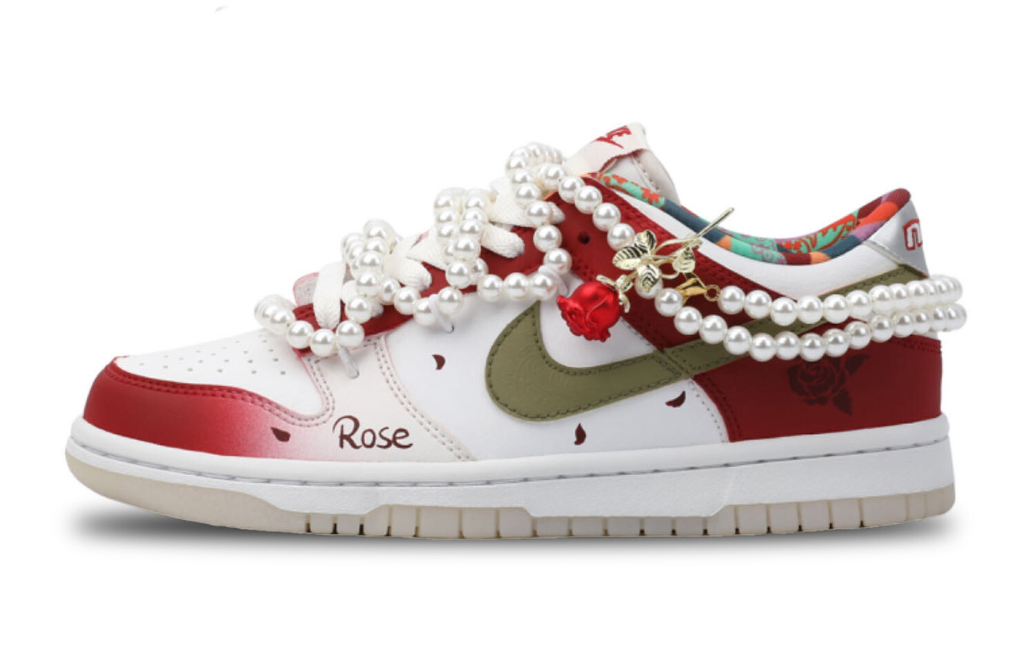 

Кроссовки Nike Dunk Skateboarding Shoes Women's Low-top White/red, темно-красный