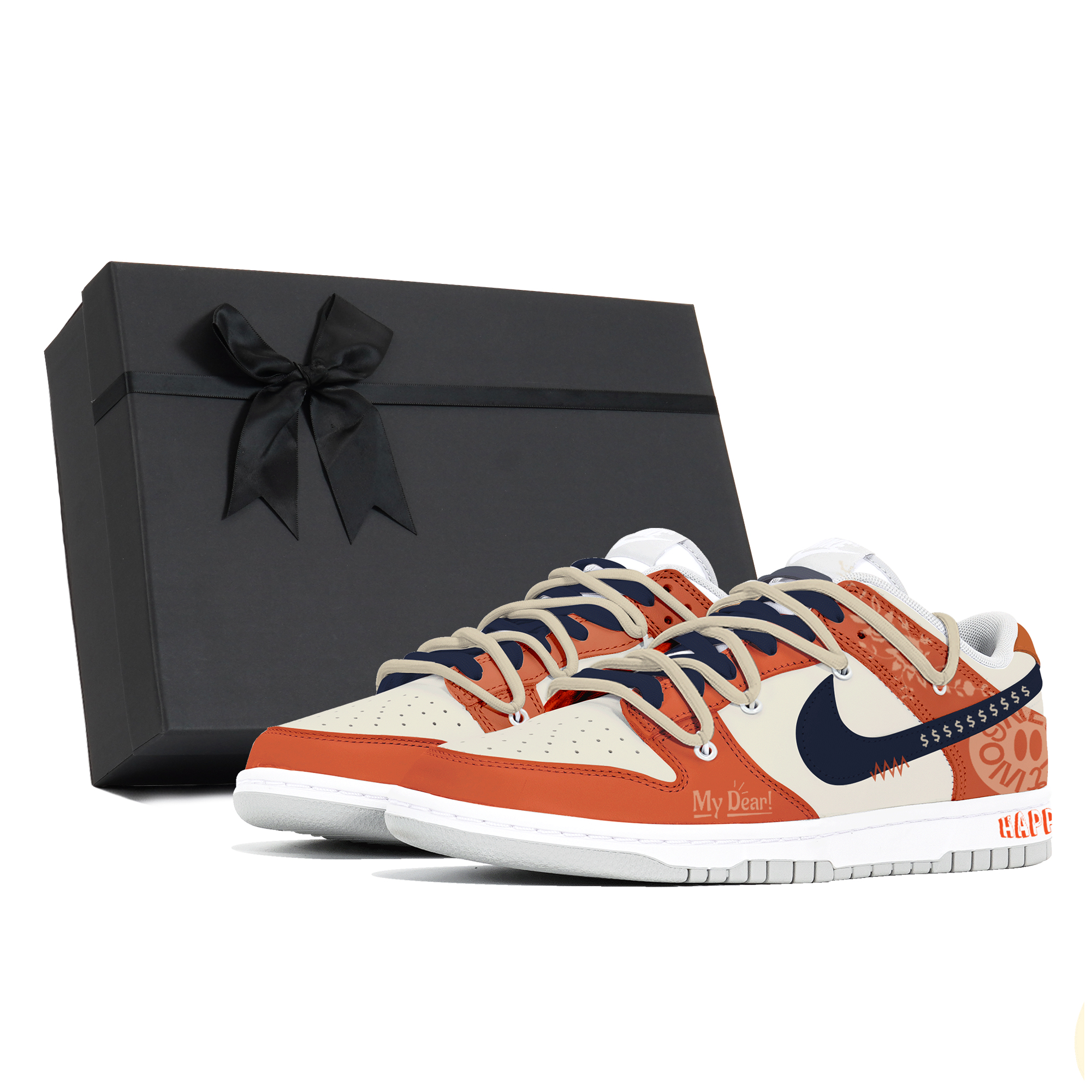 

Nike Кроссовки для скейтбординга Dunk, износостойкие, низкие, мужские, оранжево-красные