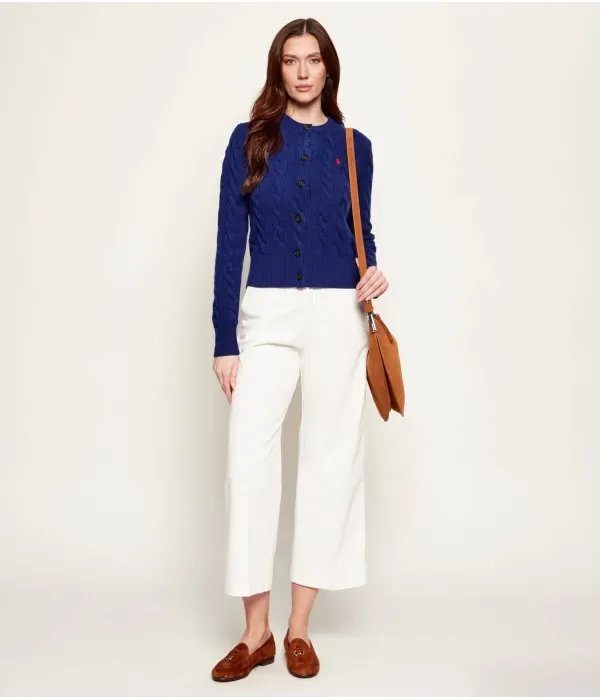 Шерстяной кардиган slim fit Polo Ralph Lauren, васильковый — фото 2