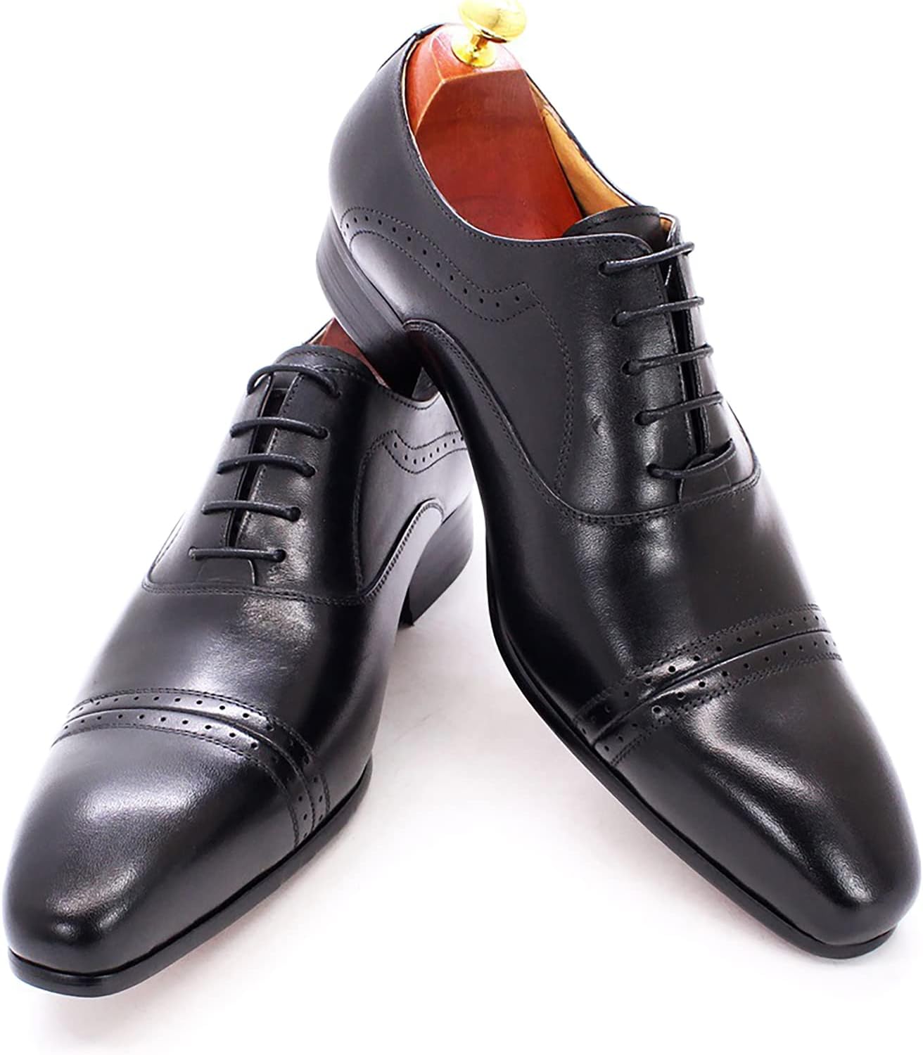 

Мужские классические броги из натуральной кожи с шнуровкой, винтажные оксфорды для офиса, официальных мероприятий и свадеб, коричневые, размер 40 Generic