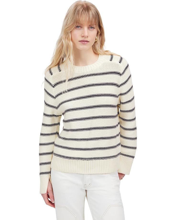 

Свитер Madewell Classic Stripe Kyla Cotton Crew, цвет Cream Navy Stripe