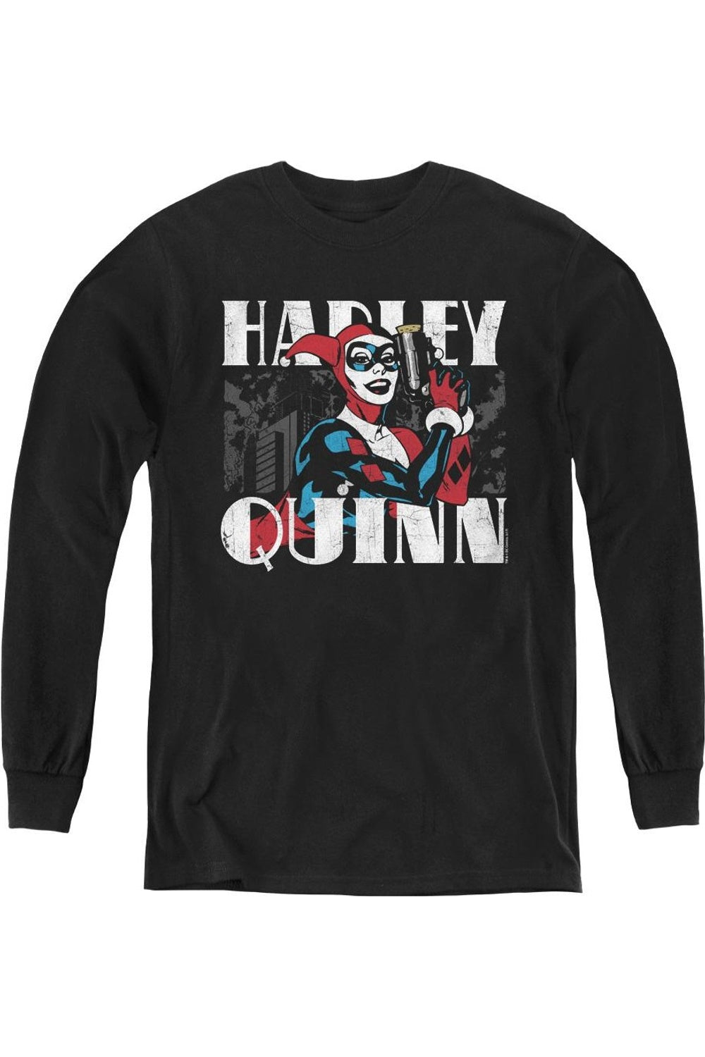 

Футболка с длинным рукавом Batman Harley Bold для детей Gildan, черный