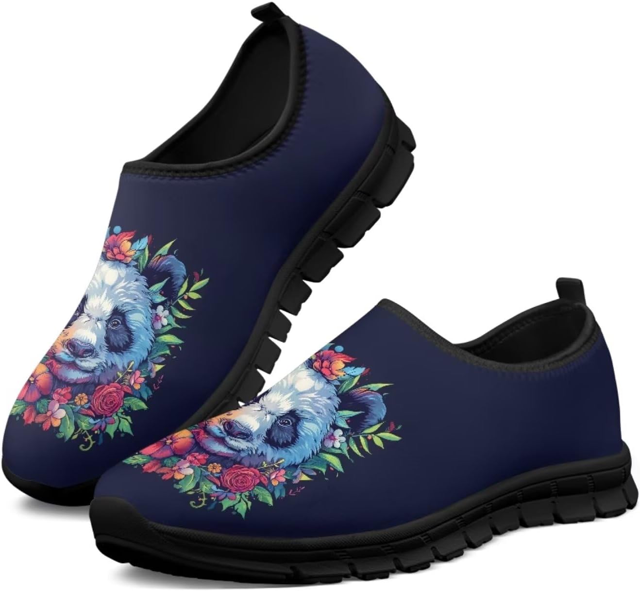 

Мужские слипоны Twousenru, удобные повседневные лоферы, широкие, с нескользящей подошвой, обувь для работы, домашние тапочки, легкие кроссовки для улицы, Floral Rings Panda