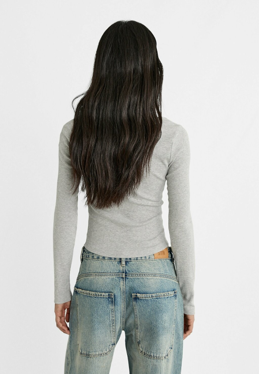 

Рубашка с длинным рукавом WITH BUTTONS Stradivarius, серый