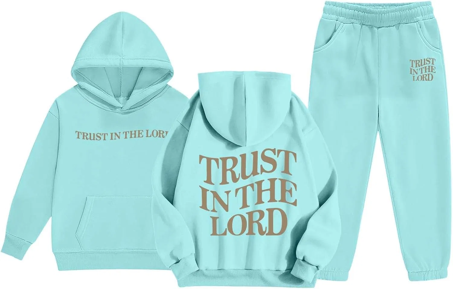 Детский спортивный костюм с принтом Trust in the Lord Jesus, синий — фото 4