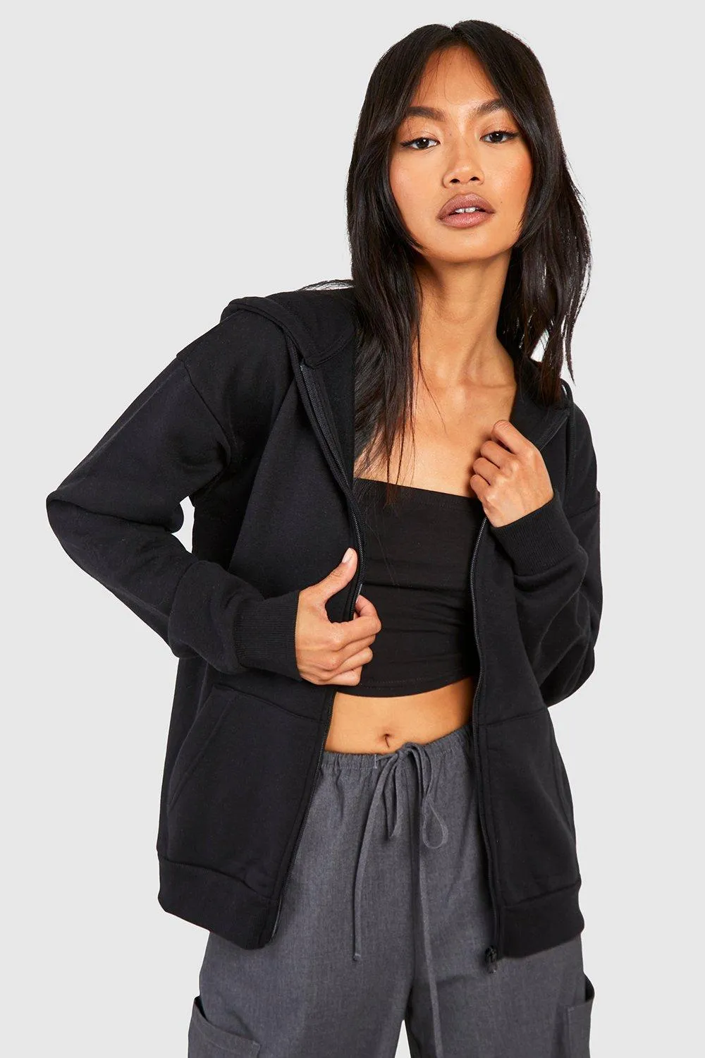 

Толстовка на молнии boohoo, серый