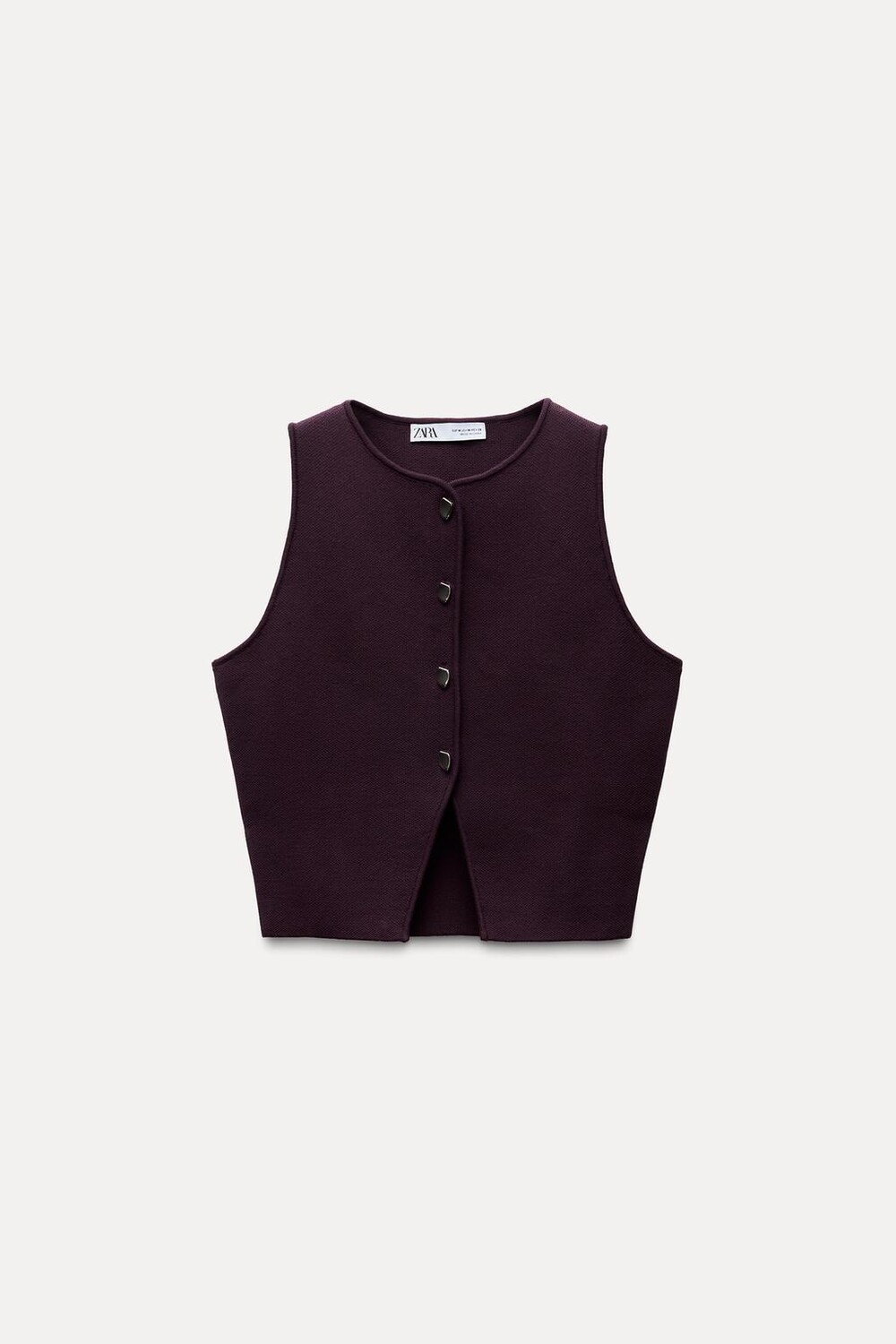 

Трикотажный жилет на пуговицах ZARA, цвет aubergine