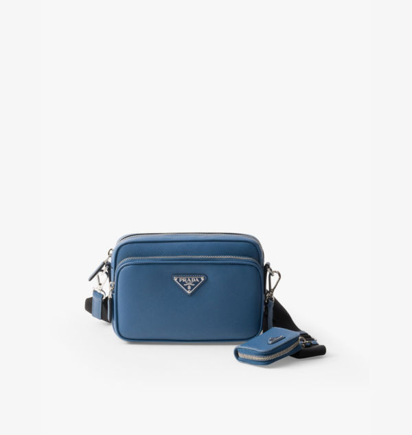 

Сумка через плечо из сафьяновой кожи Brand-Plaque Prada, синий