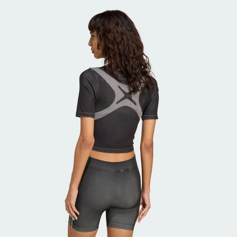 Женская футболка с длинным рукавом Seamless Techfit Baby Tee adidas, Черно-белый — фото 2