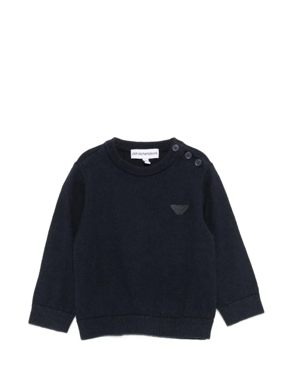 Джемпер с пуговицами на плечах и нашивкой-логотипом Emporio Armani Kids, синий
