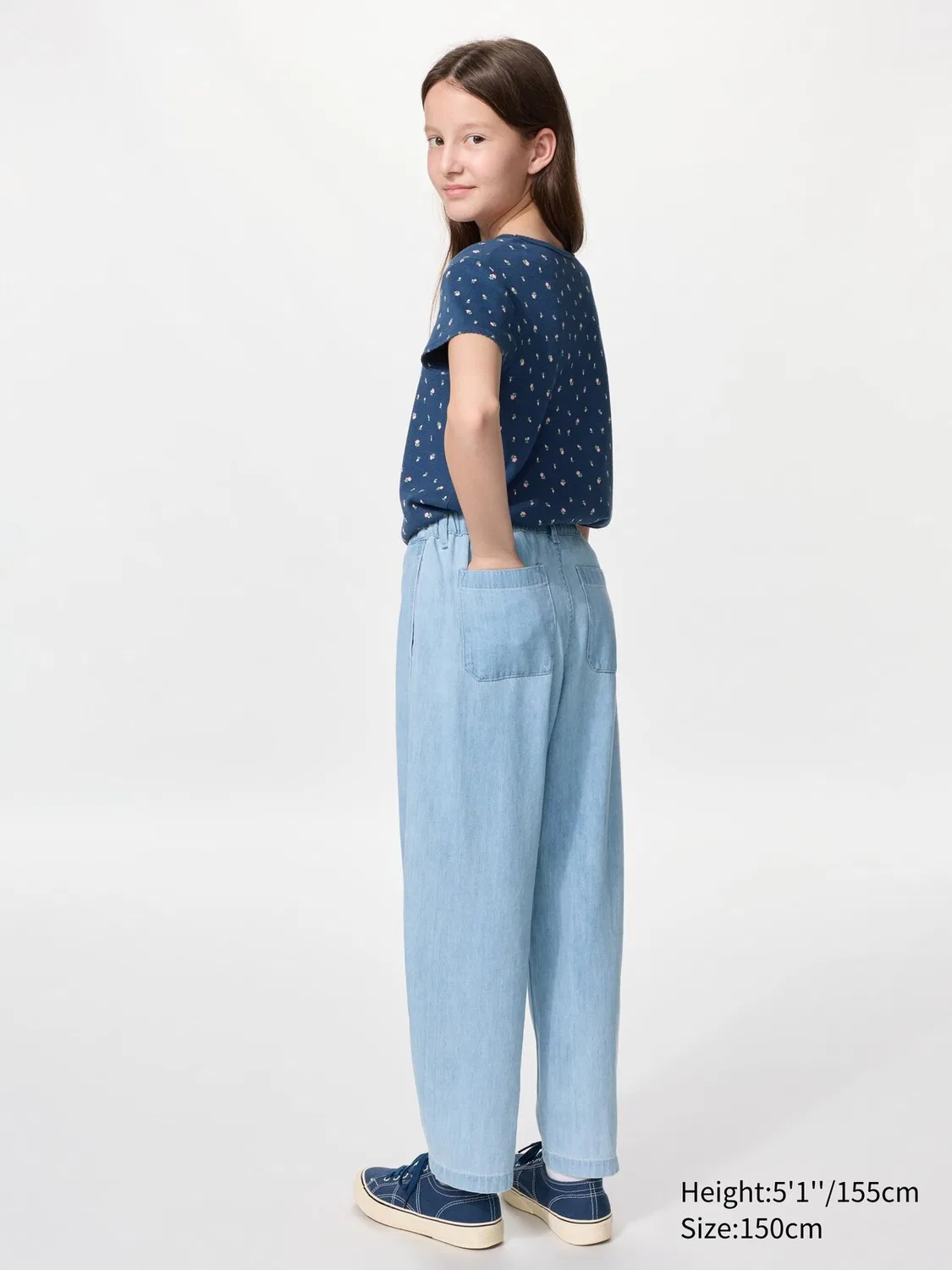 Брюки Uniqlo, джинсовые бочки для детей, индиго/синий — фото 3