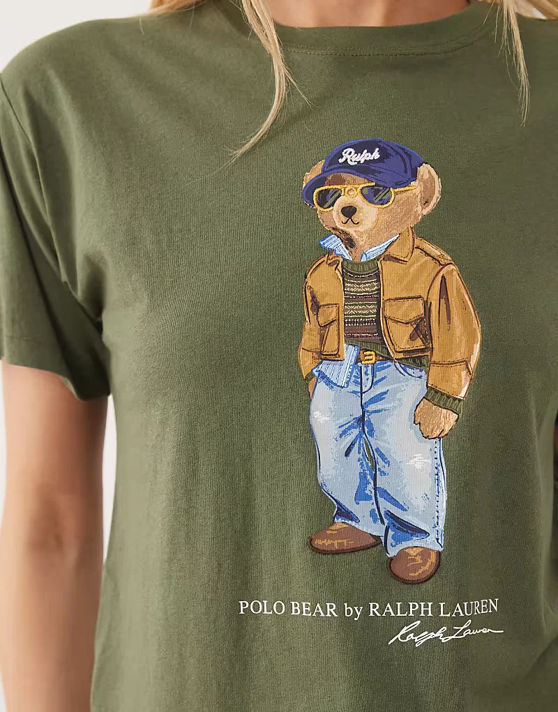 Футболка Polo Ralph Lauren Polo Bear прямого кроя темно-зеленый — фото 2