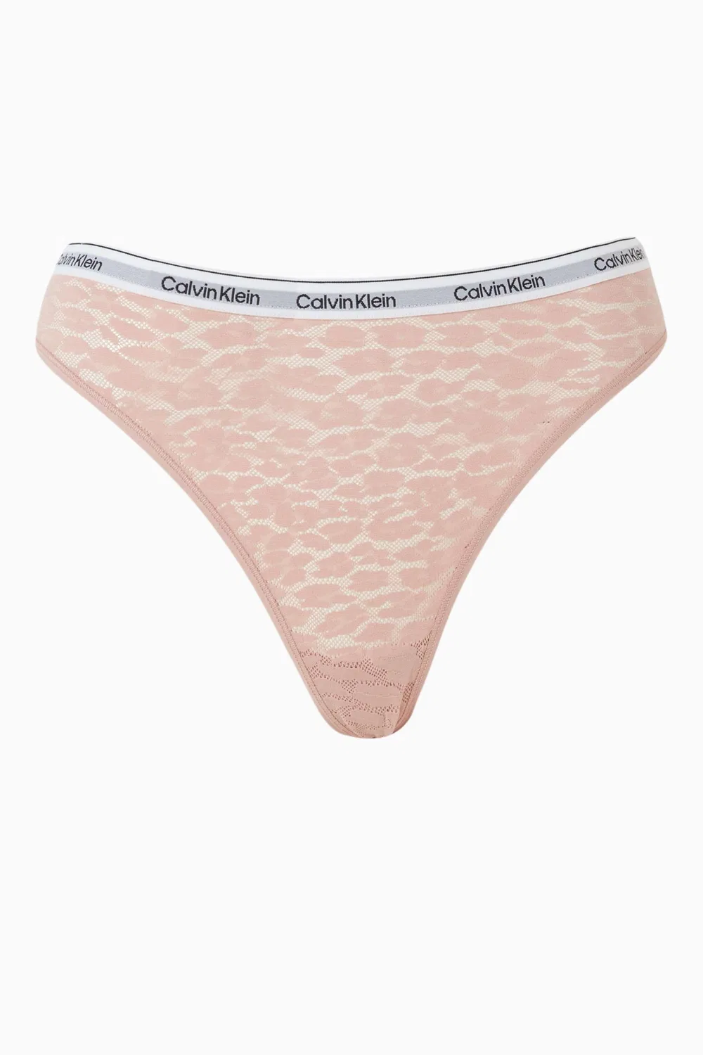 Calvin Klein Трусы-танга с высокой посадкой в леопардовом кружеве, нейтральный