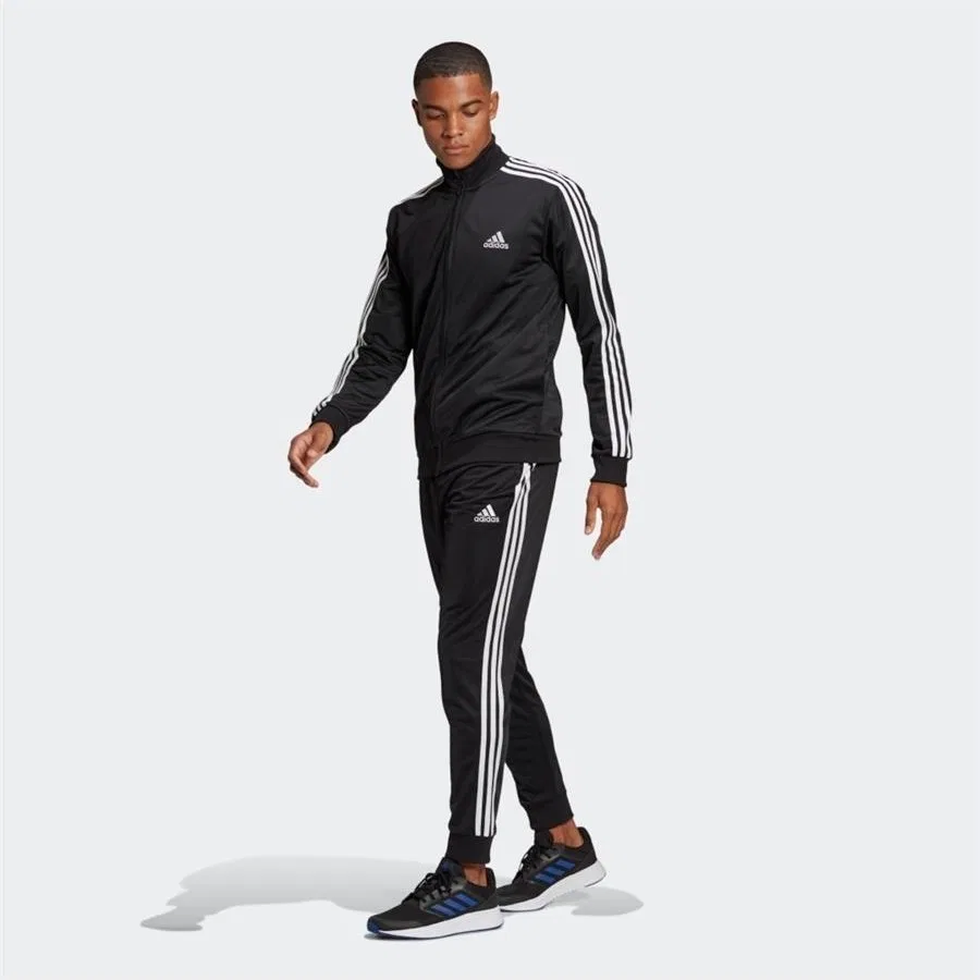 Спортивный костюм с высоким воротником и тремя полосами adidas, Черный