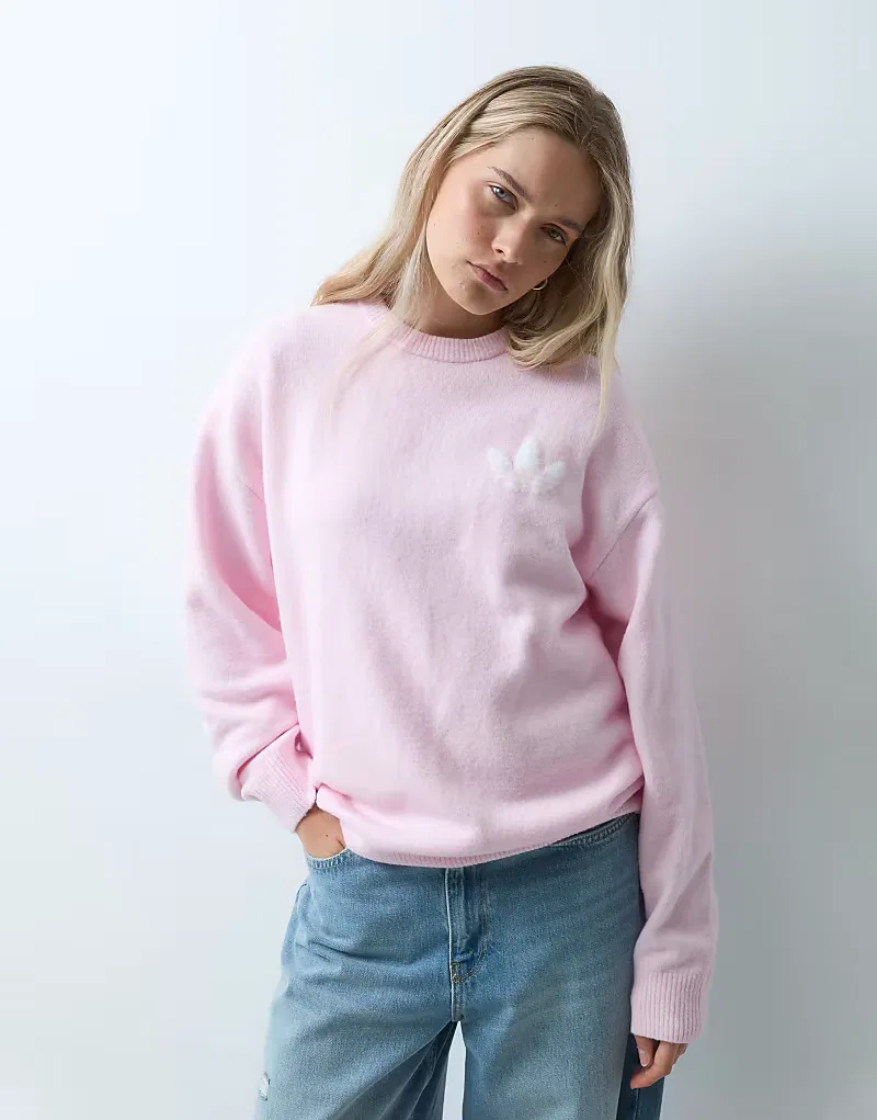 Вязаный джемпер Adidas Originals светло-розовый