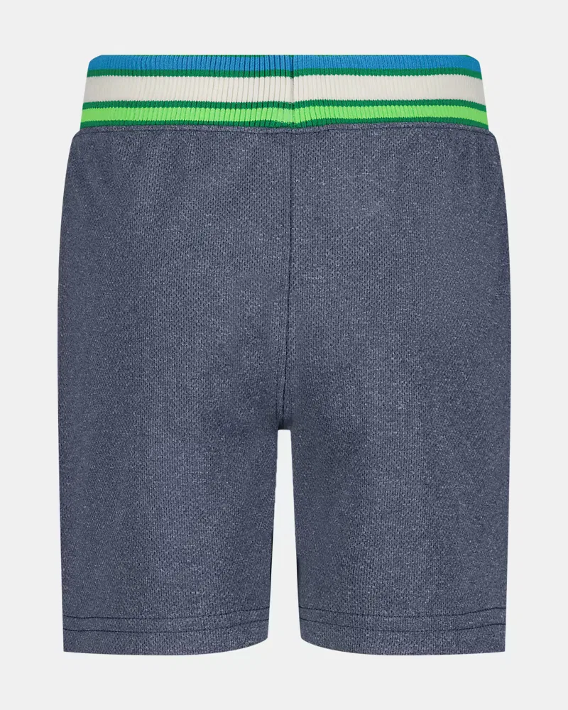 Детские спортивные шорты из дышащей сетки UA Court Mesh UnderArmour, Downpour Gray Medium Heather/Cyber Green — фото 2