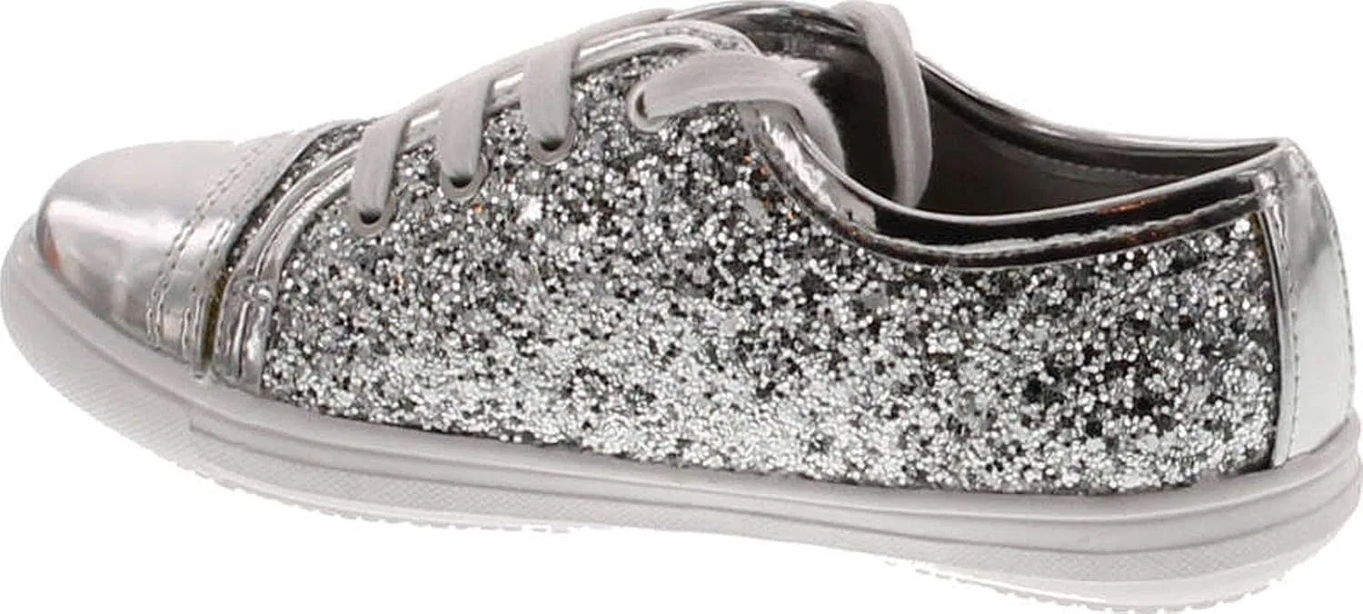 Детские кроссовки для девочек со шнуровкой Rachel Girls Lucie Fashion Lace Up Glitz Sneakers Rachel Shoes, Silver — фото 3
