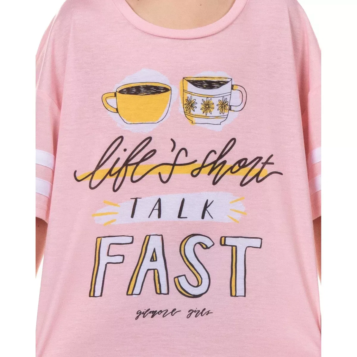 Детская ночная рубашка для девочек с принтом Gilmore Girls Life's Short Talk Fast Varsity INTIMO, Pink — фото 2