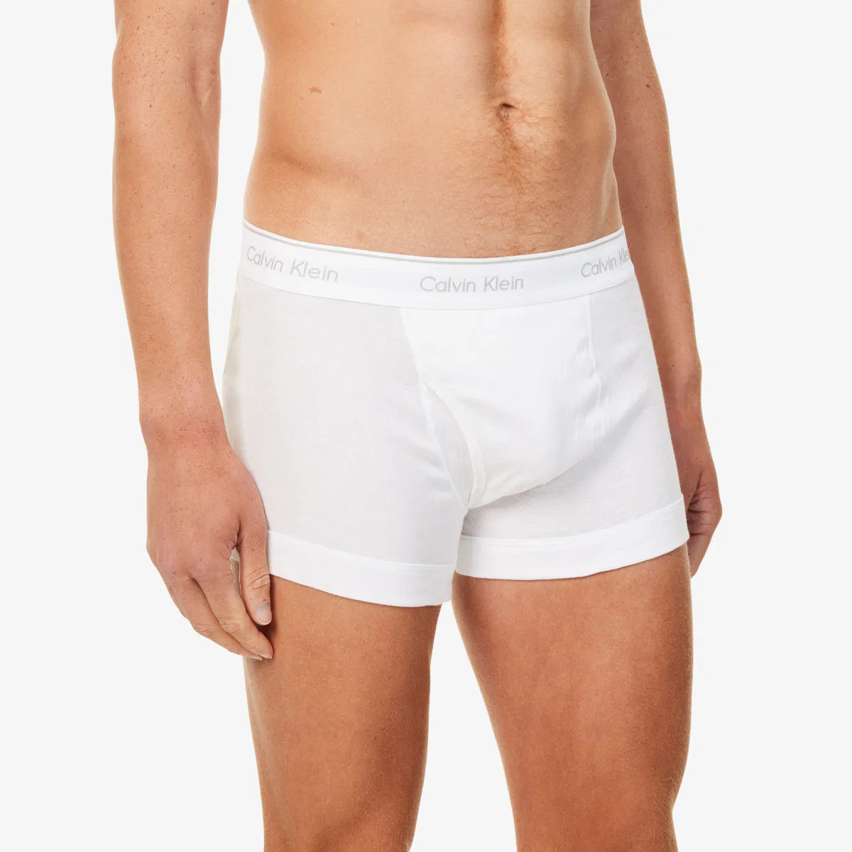 Комплект из трех хлопковых трусов с фирменным поясом Calvin Klein, белый/черный/серый — фото 4