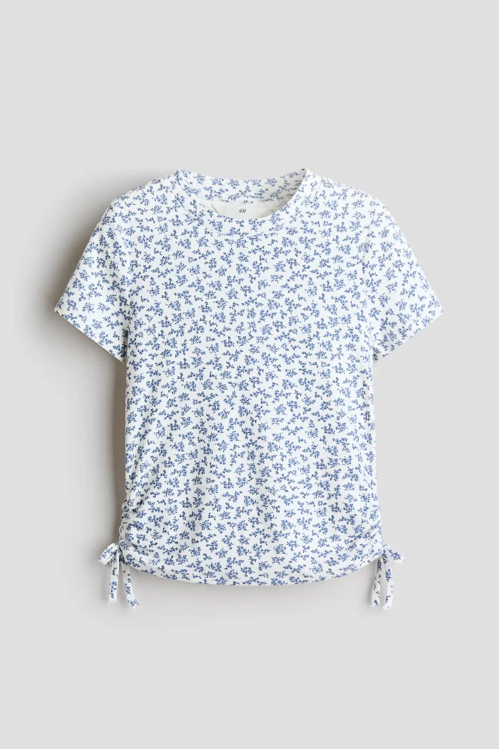 Джерсийская рубашка со шнурками H&M, Weiß/Geblümt