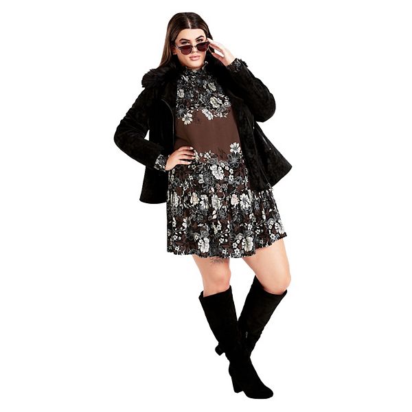 

Женское платье plus size с рукавами кассия и рюшами Avenue