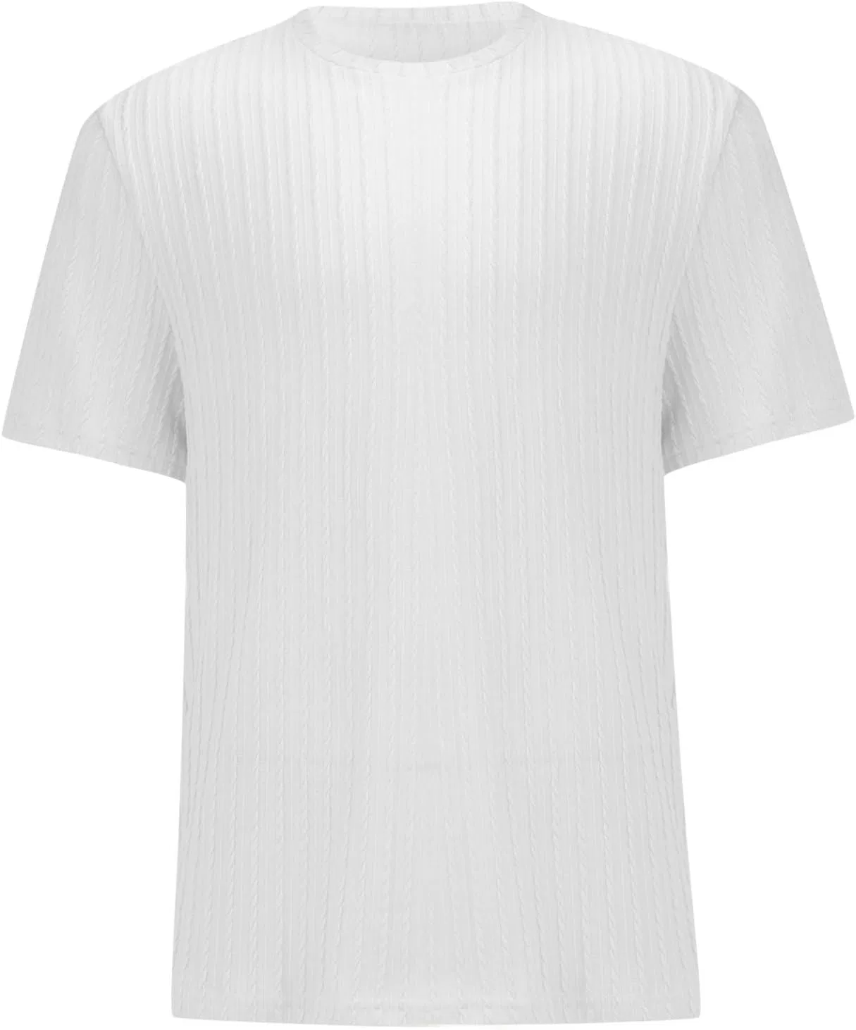 Мужская плотная футболка с фактурным трикотажем Generic, White — фото 3