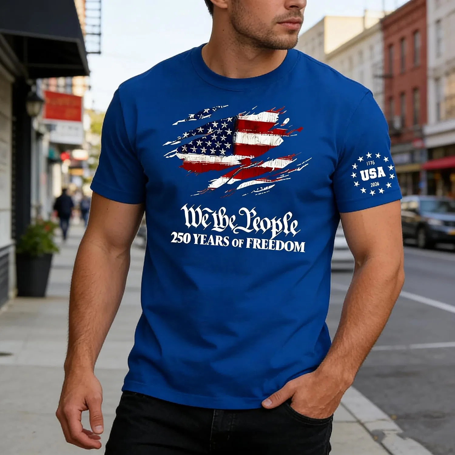 Мужская футболка с патриотическим принтом 250 T-Shirt, Blue — фото 2