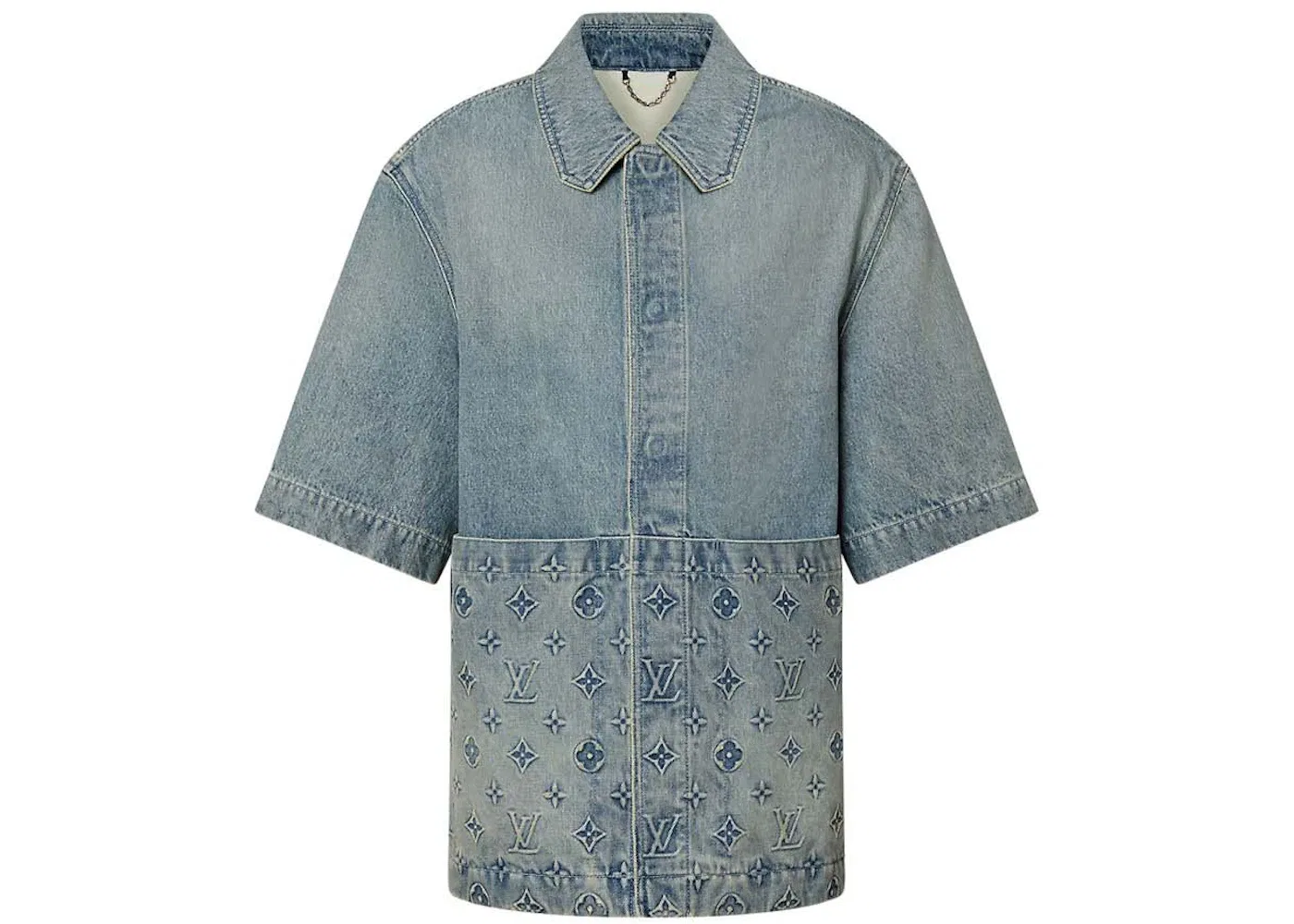 Мужская рубашка с коротким рукавом из денима Shirt Louis Vuitton, Washed Denim