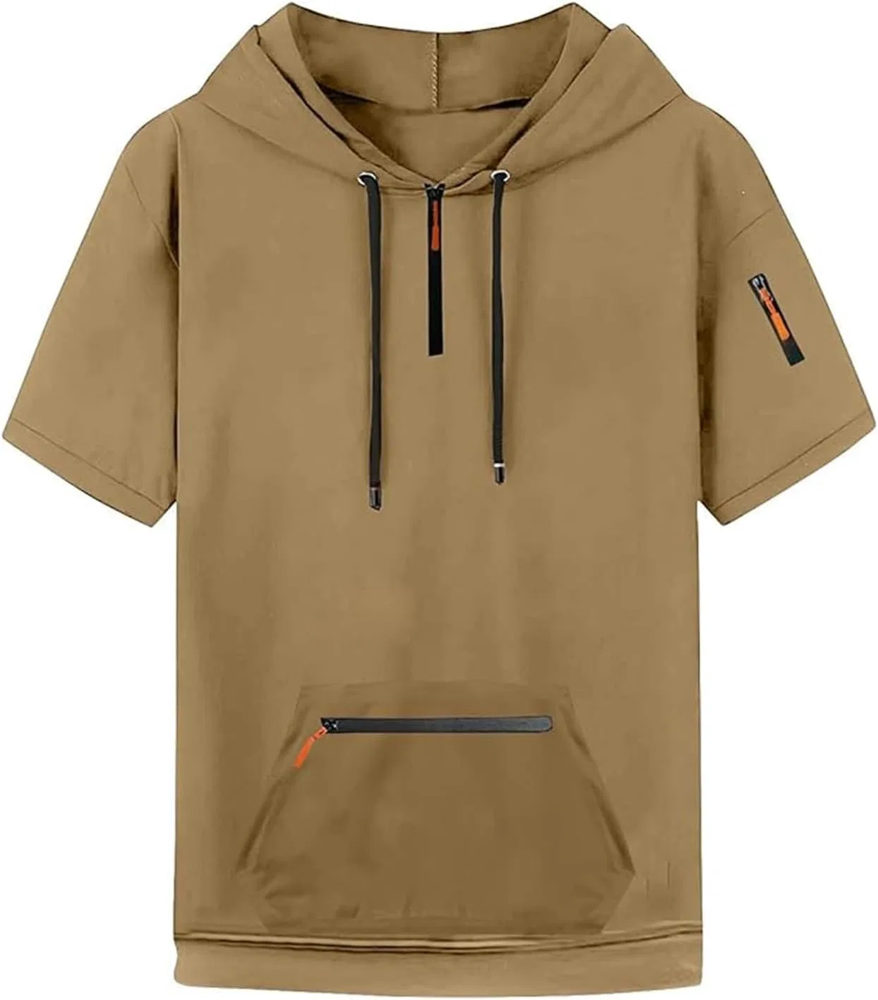 Мужская футболка с капюшоном и карманом, Loose Fit, 2-khaki — фото 4