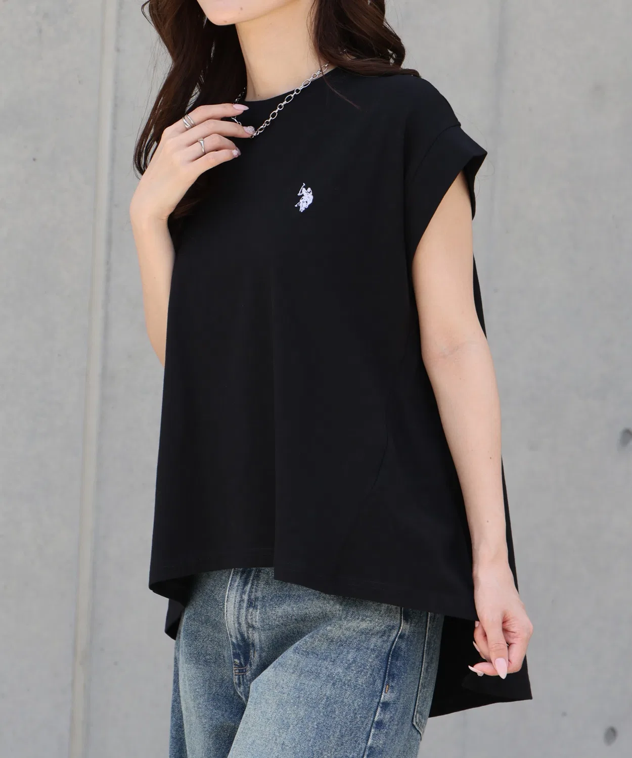 Женская футболка с французским рукавом и вышивкой U.S. POLO ASSN., Off White — фото 2