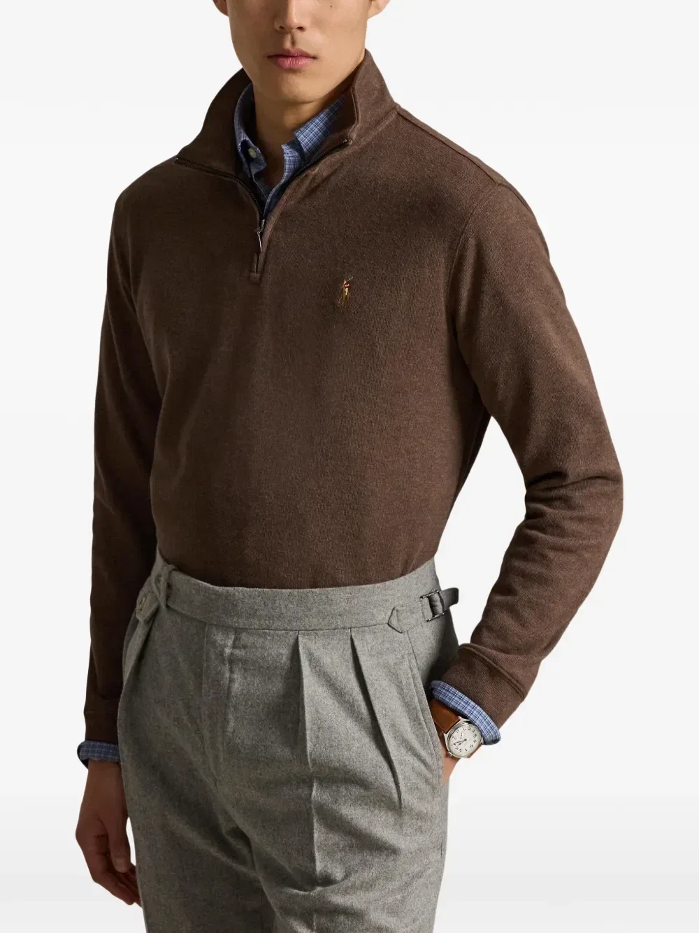 Свитер Estate-Rib на молнии Polo Ralph Lauren, коричневый — фото 3