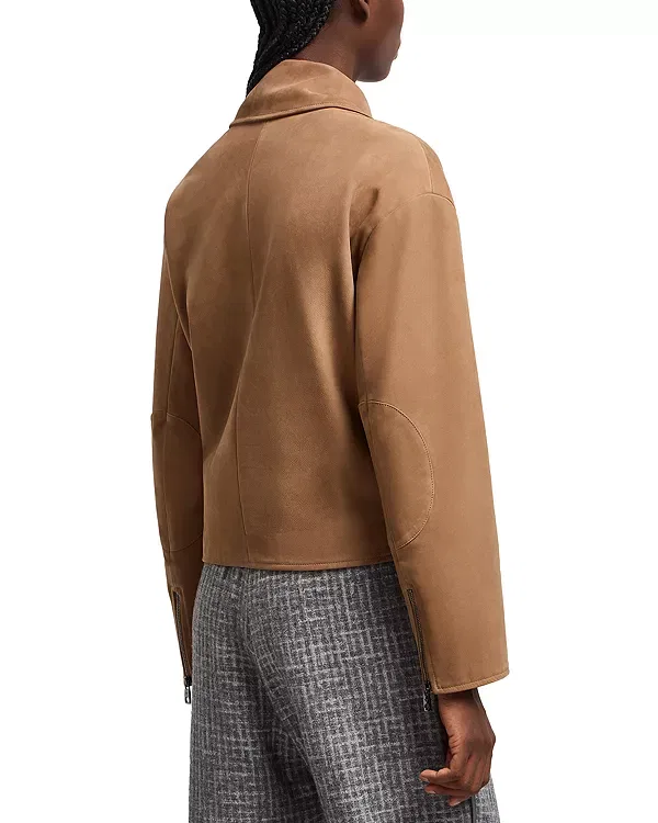 Женская куртка из нубука с поясом Emporio Armani, Warm Beige — фото 3