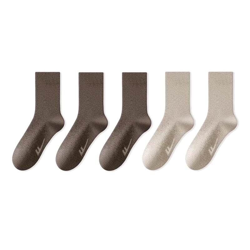 Детские носки с длинным голенищем, из 100% хлопка, набор из 5 пар, Warrior Huili, WARRIOR, Coffee 3 Khaki 2