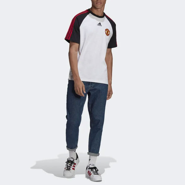 Футболка adidas Manchester United Soccer/Football Mufc Tg Tee Casual Sports Round Neck Colorblock Short Sleeve White, мультиколор — фото 2