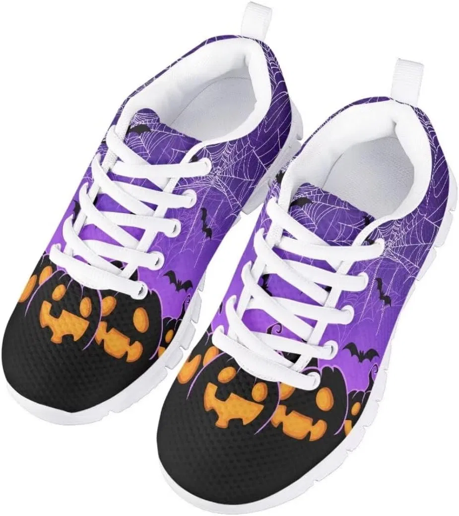 Детские кроссовки для мальчиков с дышащим верхом Pinupub, Spider Web Bat Pumpkin Purple — фото 3