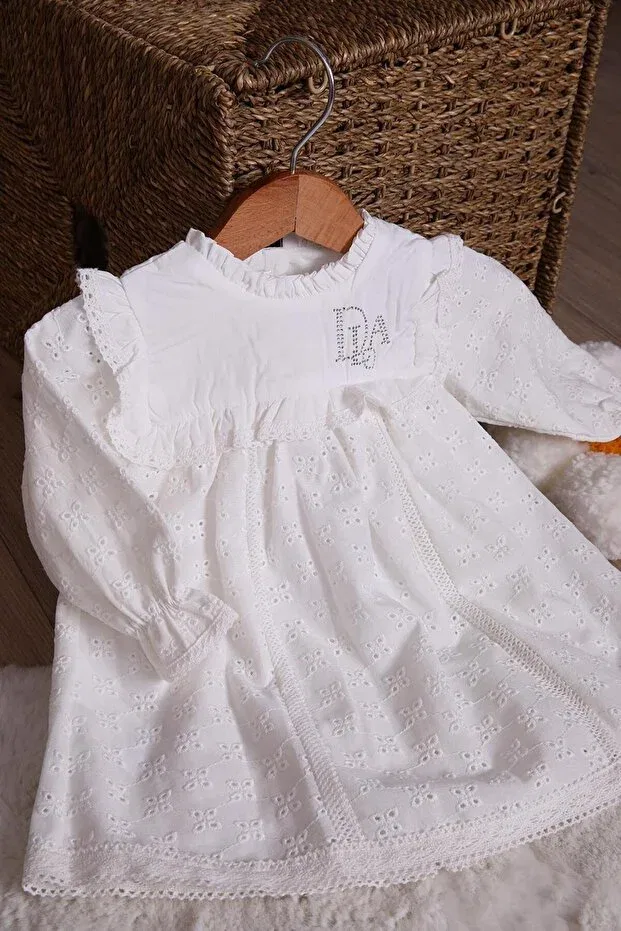 Детское платье для девочек с длинным рукавом Babydola, Ecru — фото 3