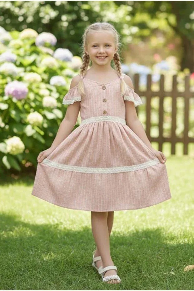 Детское платье для девочек хлопковое Dafito Kids, Beige