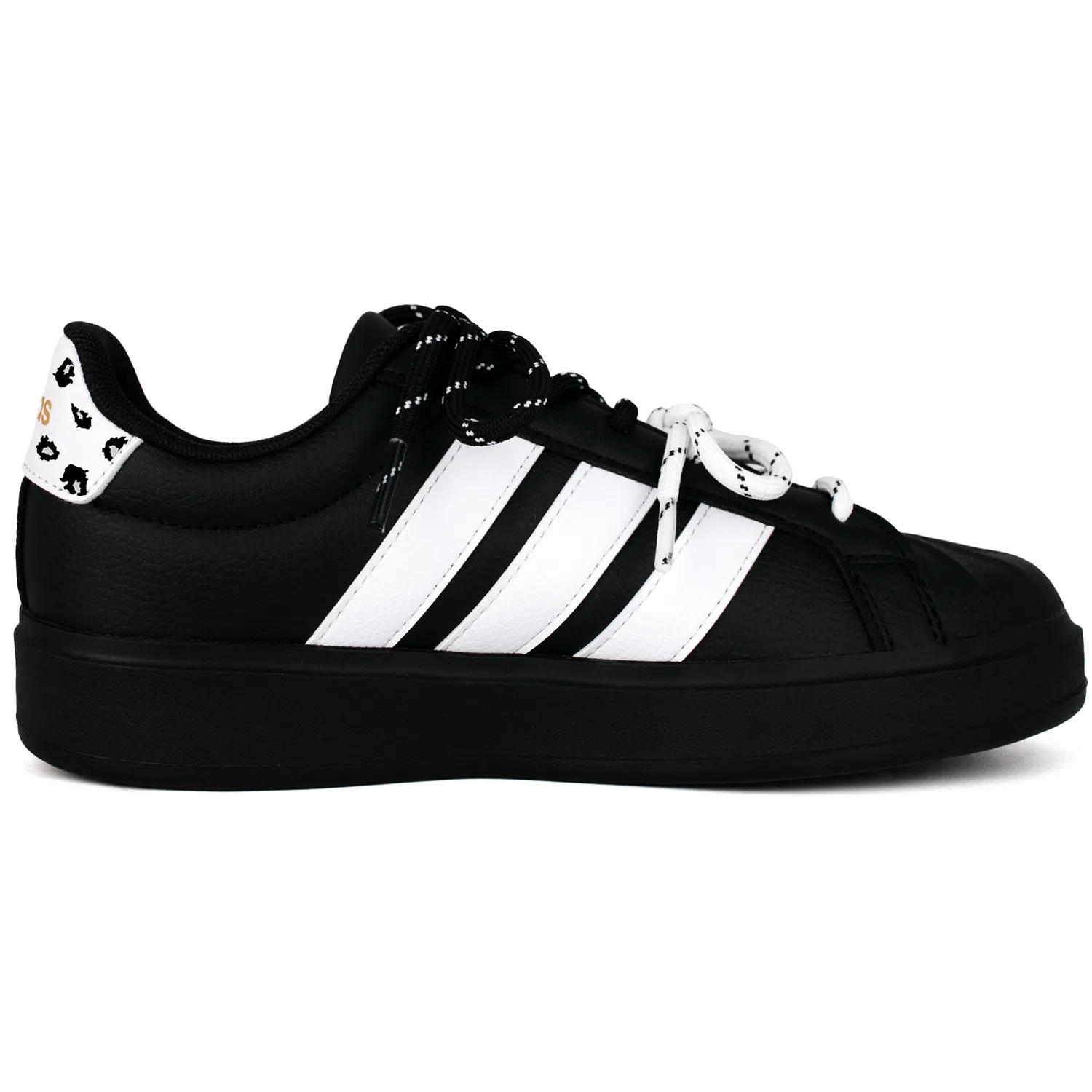 Детские кроссовки для скейтбординга кожаные Adidas, Black White Leopard Print — фото 3