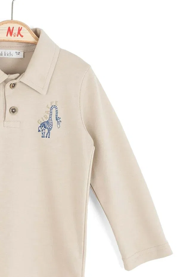 Мужская футболка с длинным рукавом с принтом Nk Kids, Beige — фото 3