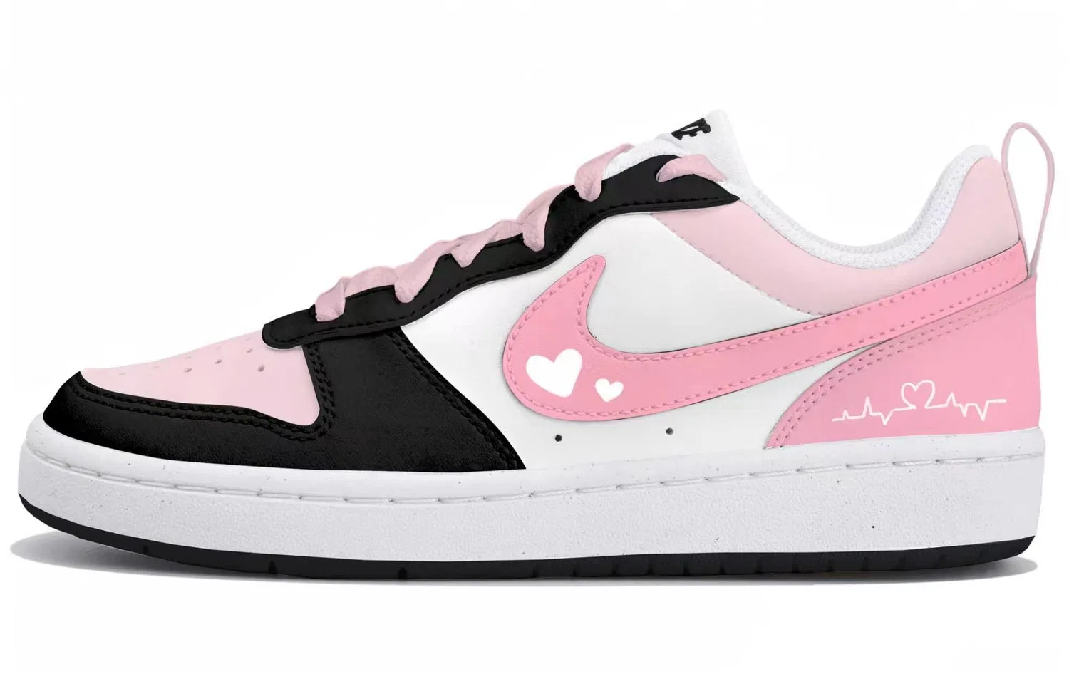 Детские кроссовки для скейтбординга с кожаным верхом Nike Court Borough 2, Black Pink — фото 3