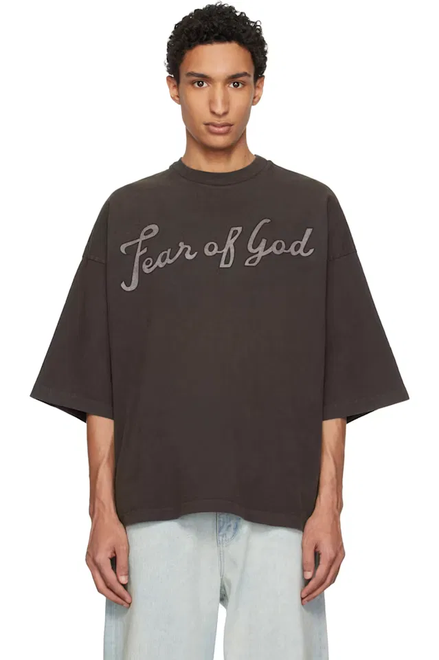 Коричневая футболка с коротким рукавом Fear Of God
