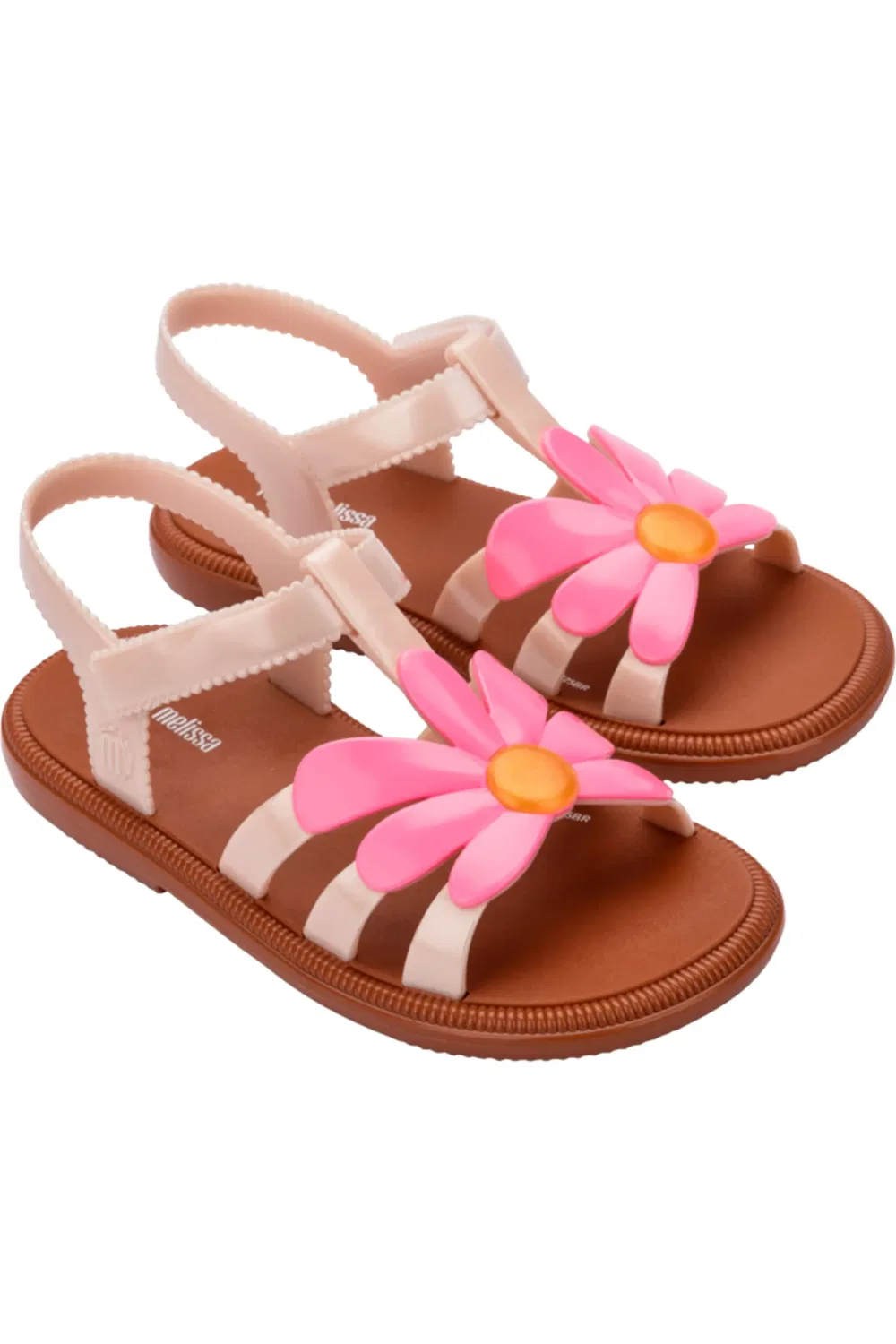 Сандалии детские с цветочным декором Mini Hip Bloomy Mini Melissa, светло-коричневый/розовый