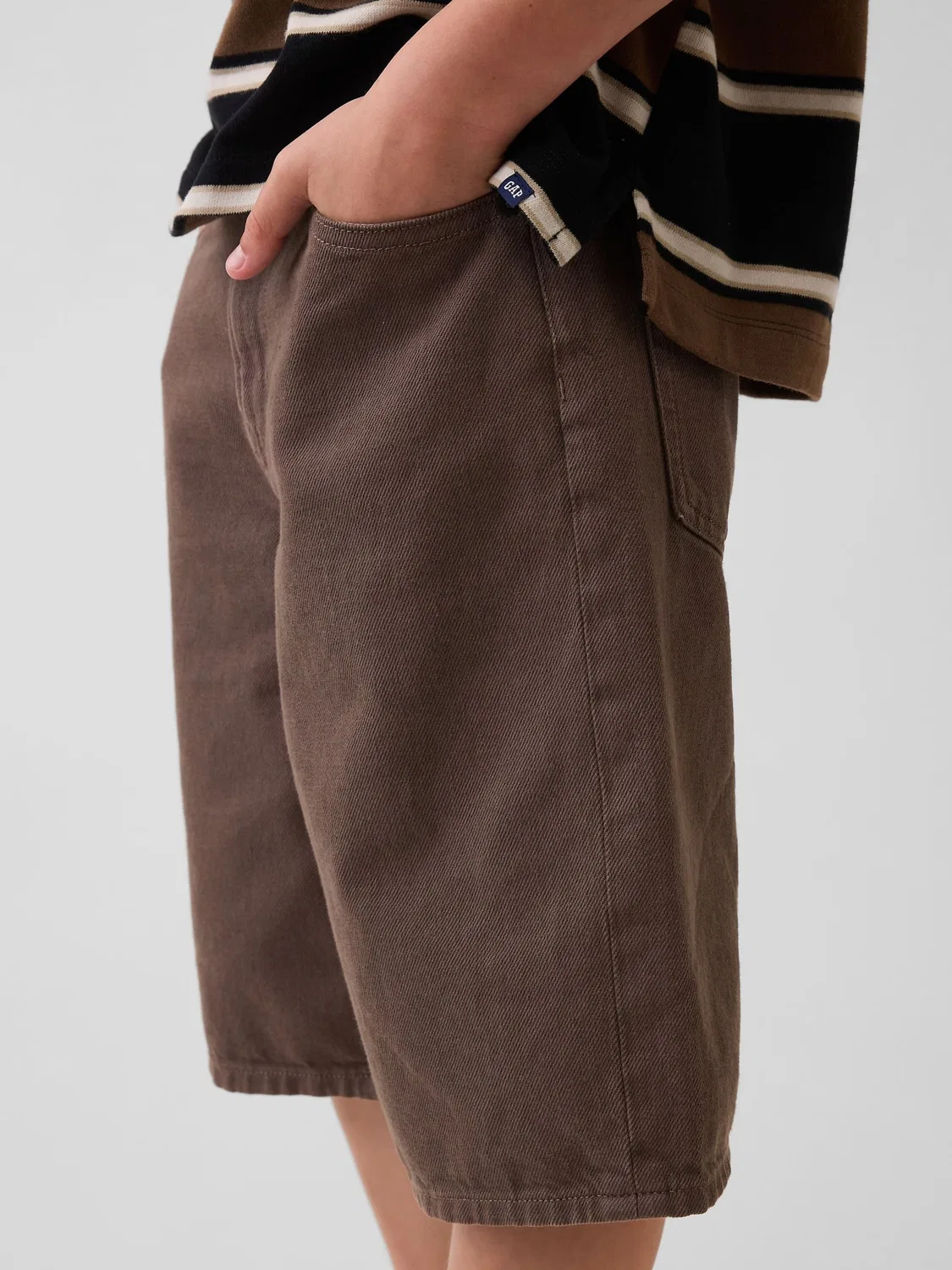 Шорты джинсовые мешковатые Gap Baggy Denim Jorts, коричневый — фото 3