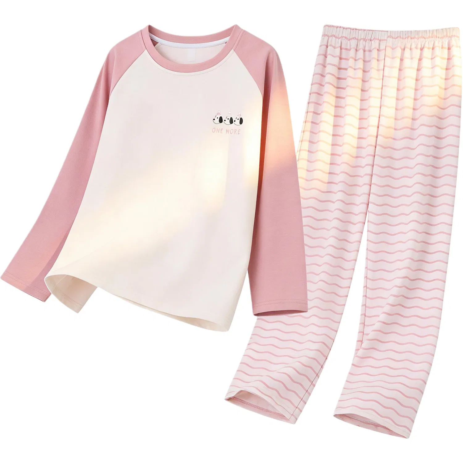 Детский комплект пижамы с принтом Red Bean, Coral Pink Puppy