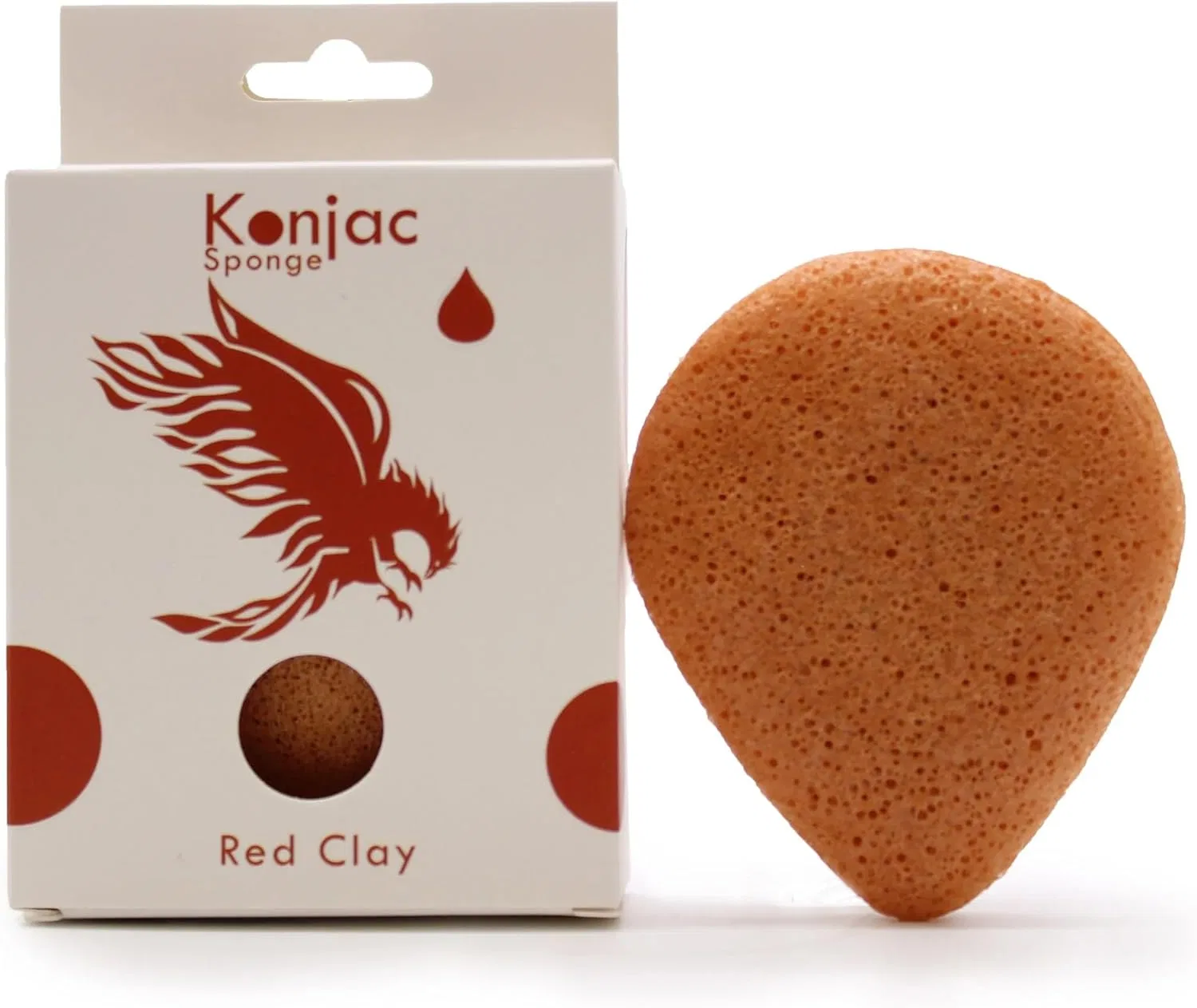 Конжаковая губка Red Teardrop, 9 x 6.5 см, Terracotta Generic